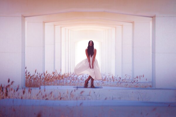 woman on bridge