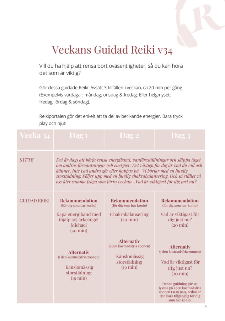 Veckans Guidade Reiki