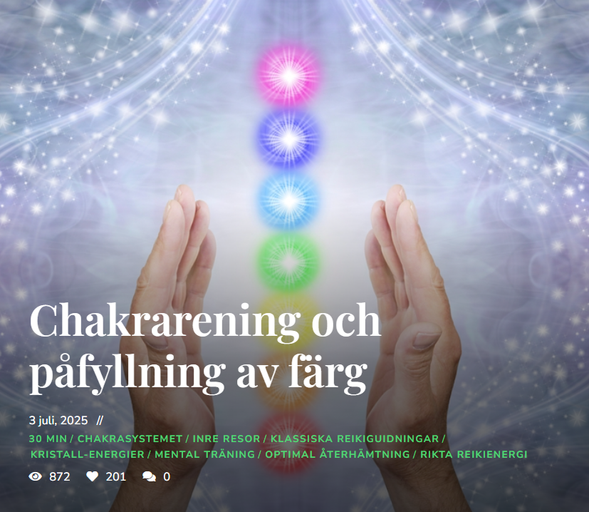 Omslagsbild guidad Reiki Chakrarening och påfyllning av färg.